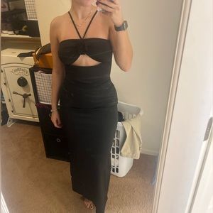 Black Dress - Rosette chest detail